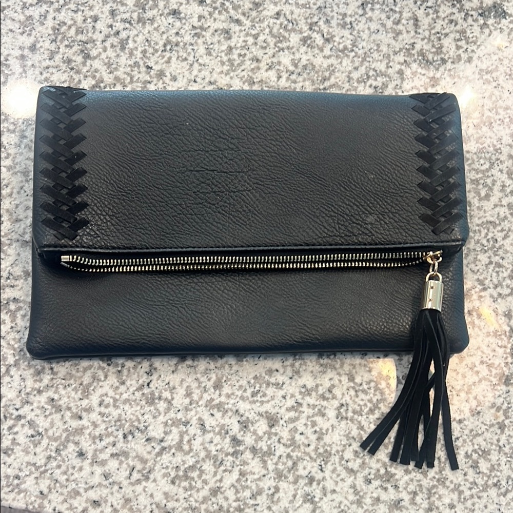 Elegant Black Clutch with Tassel